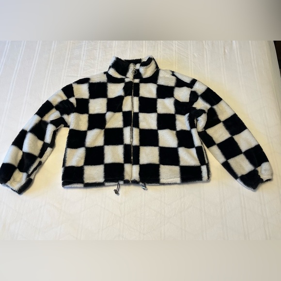 Crave Fame Juniors Checkered Bomber Jacket - Picture 3 of 12